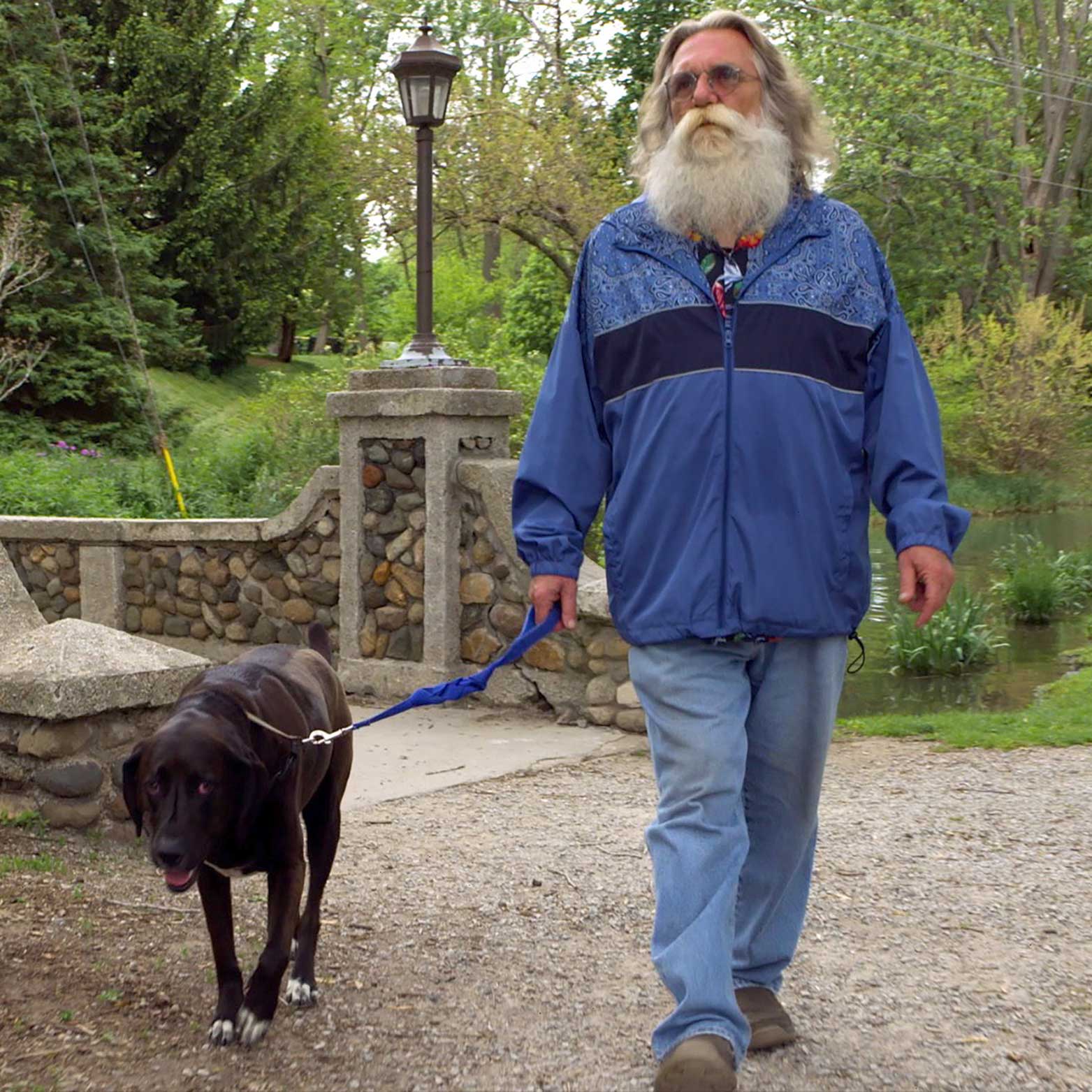 Jack Kungel walking his dog
